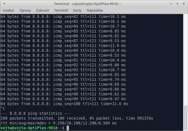 Ping na 8.8.8.8