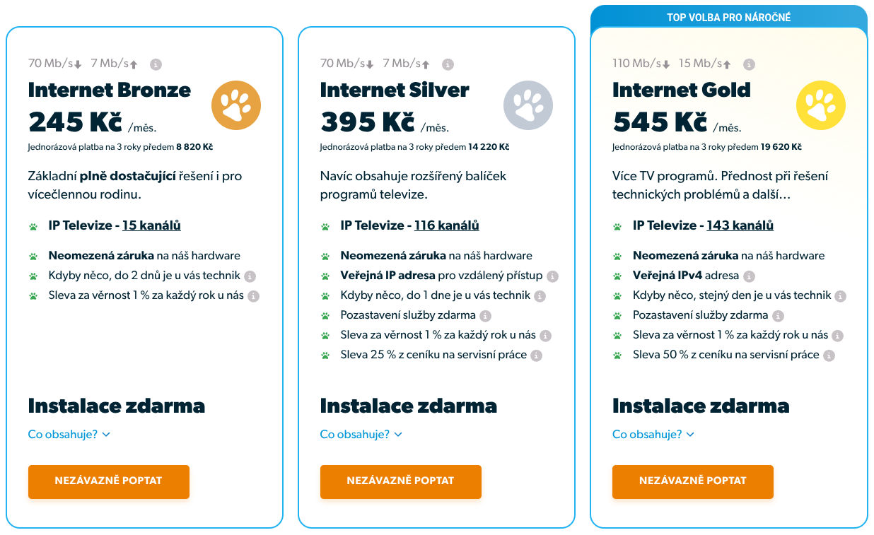 Nabídka Tlapnet internetu Vračovice-Orlově a v okolí