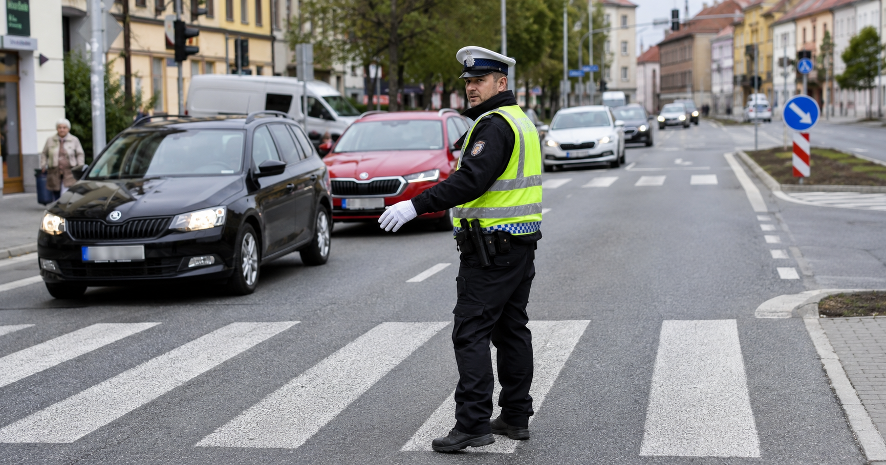 Dopravní policista na přechodu