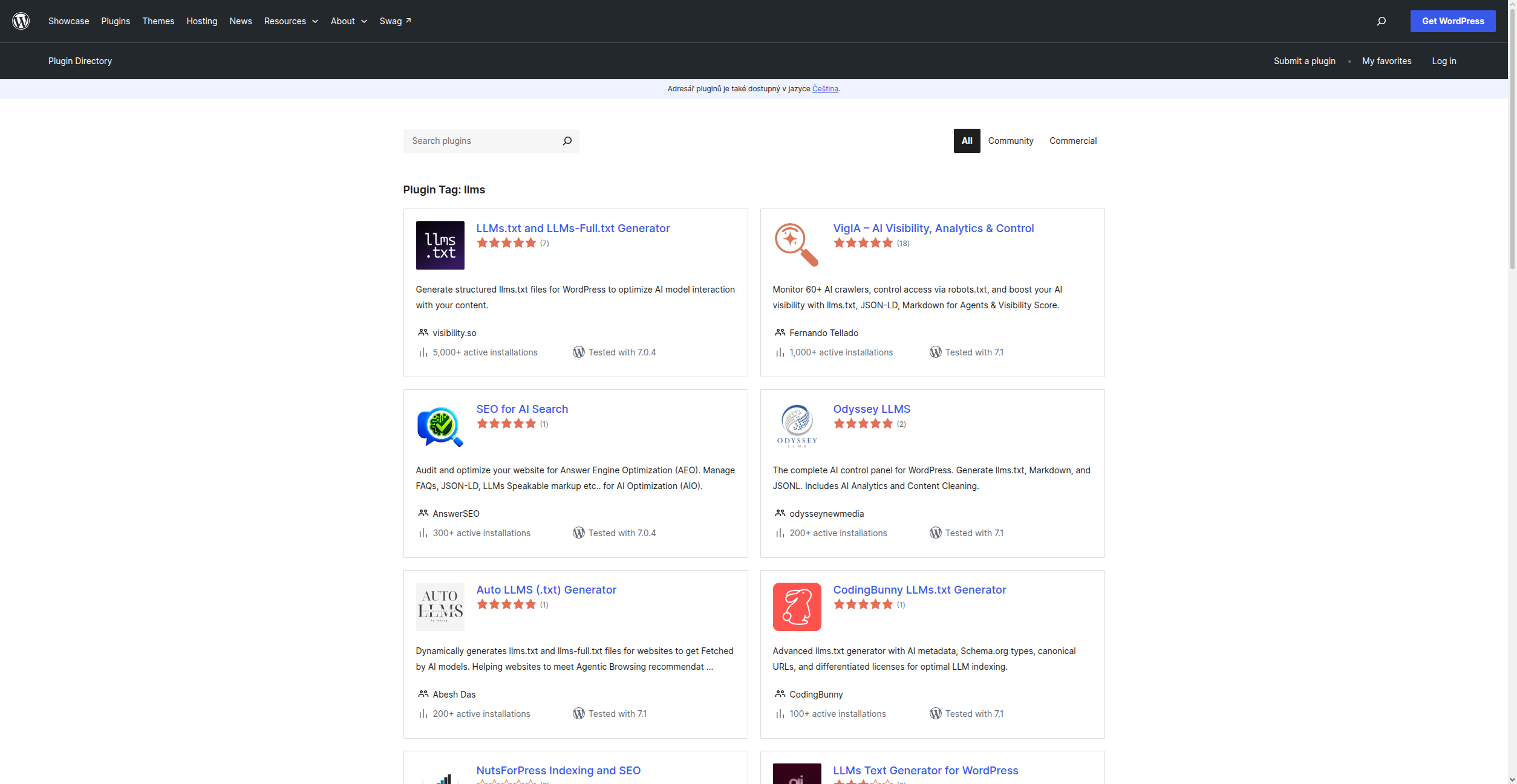LLMS pluginy pro WordPress