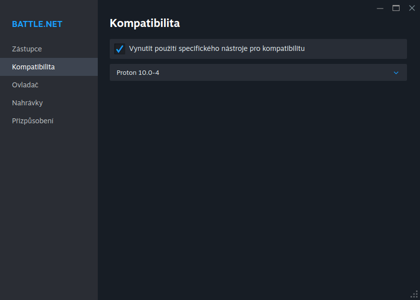 Nastavení kompatibility pro Battle.net ve Steamu