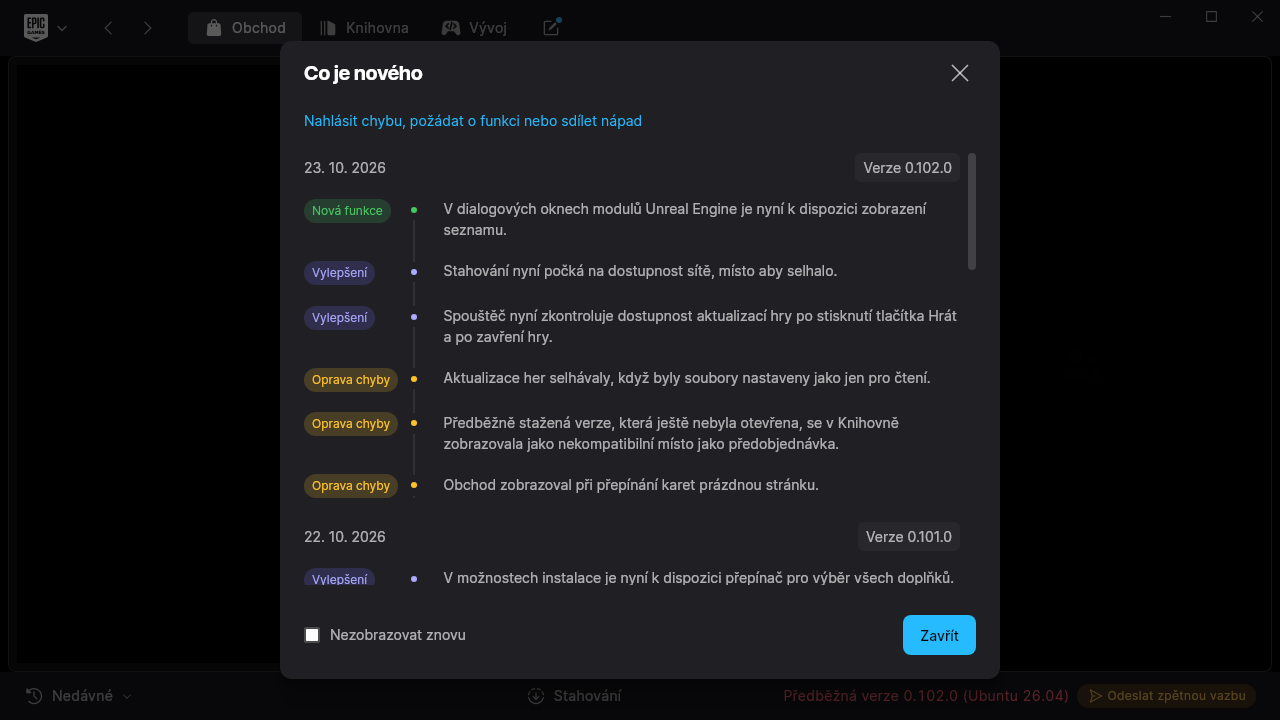 Co je nového v linuxovém Epic Games launcheru