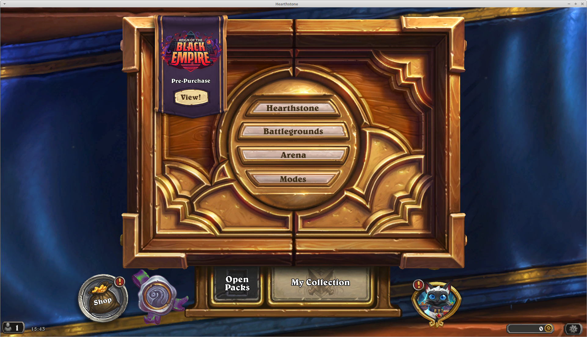 Hearthstone spuštěný na Linuxu Xubuntu přes Steam a Proton