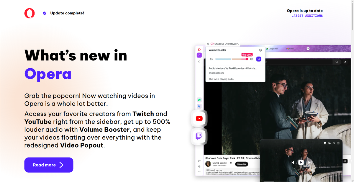 Opera patří mezi nejaktuálnější prohlížeče, neustále se zlepšuje