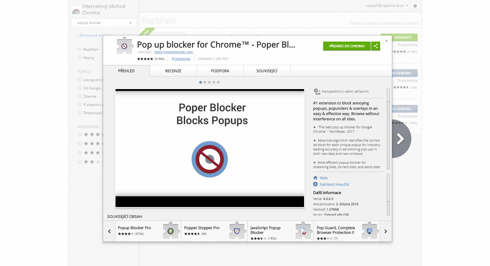 Popup blocker pro Chrome