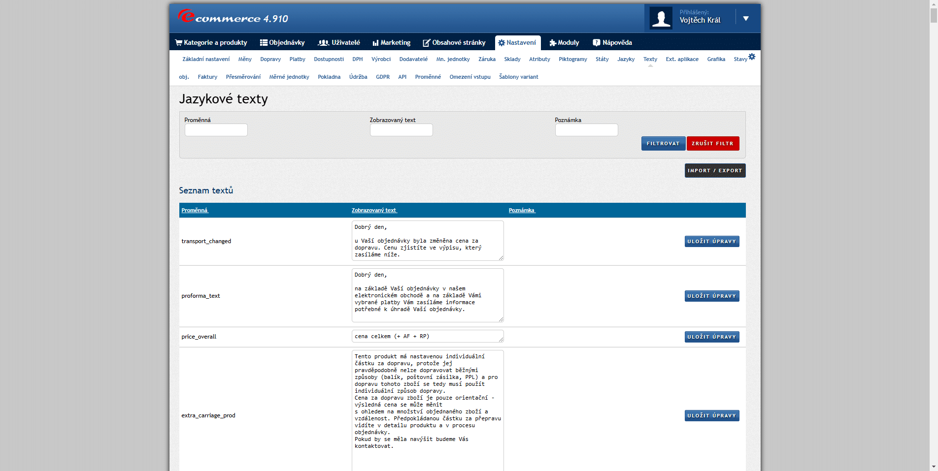 Texty Webczech e shopu