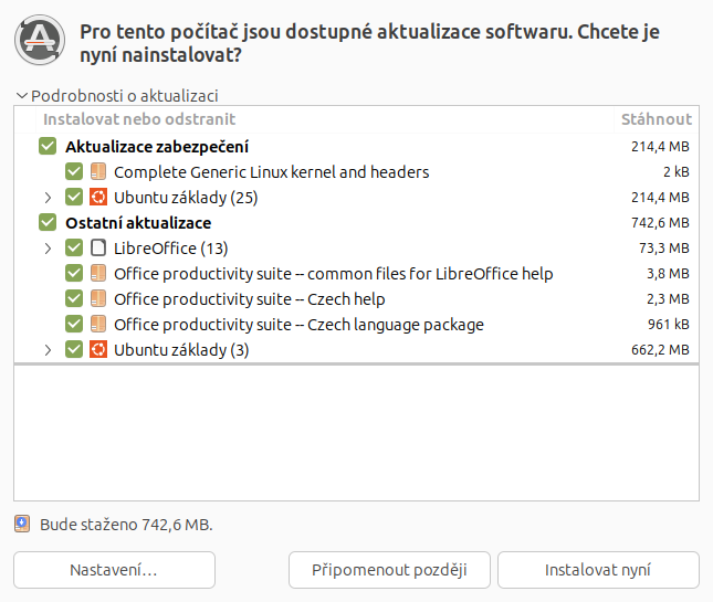 Aktualizace jsou důležité, bez nich mi nešel Ubuntu MATE vypnout