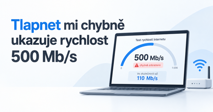 Tlapnet mi chybně ukazuje rychlost 500 Mb/s