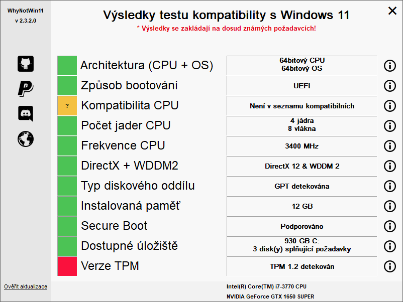 Windows 11 pro mě není, nemám kompatibilní HW