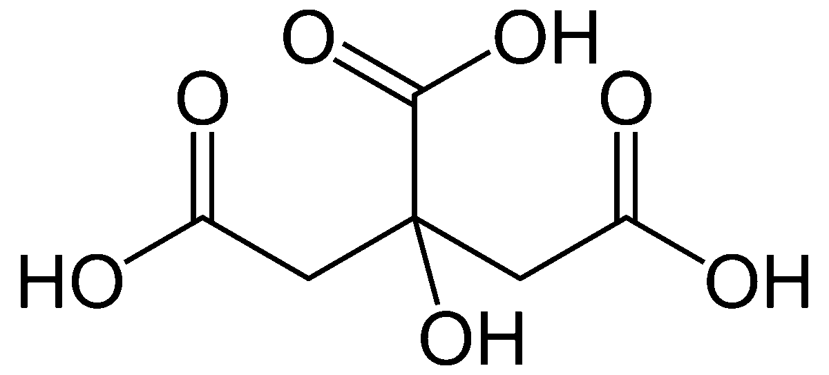 chemický vzorec kyseliny citronové