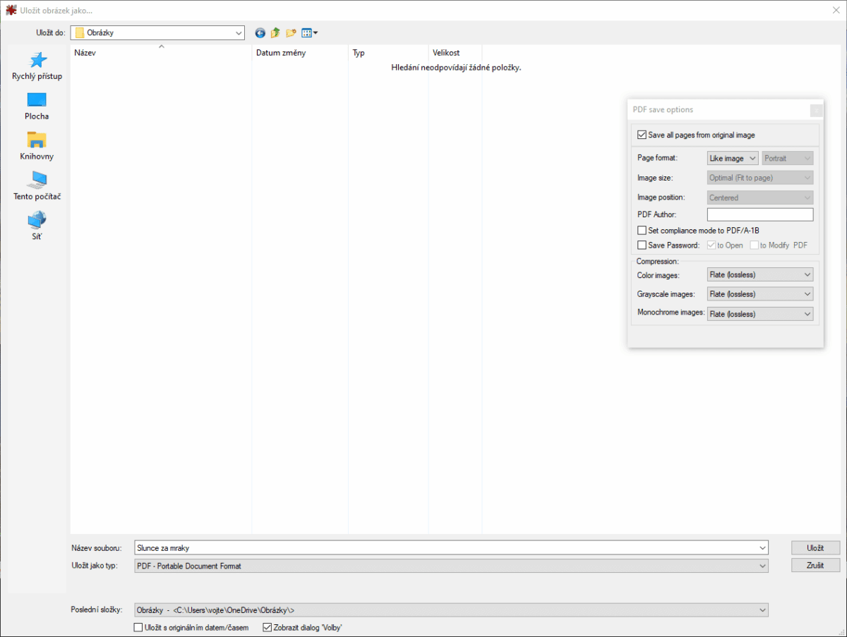 Možnost uložení PDF formátu v IrfanView