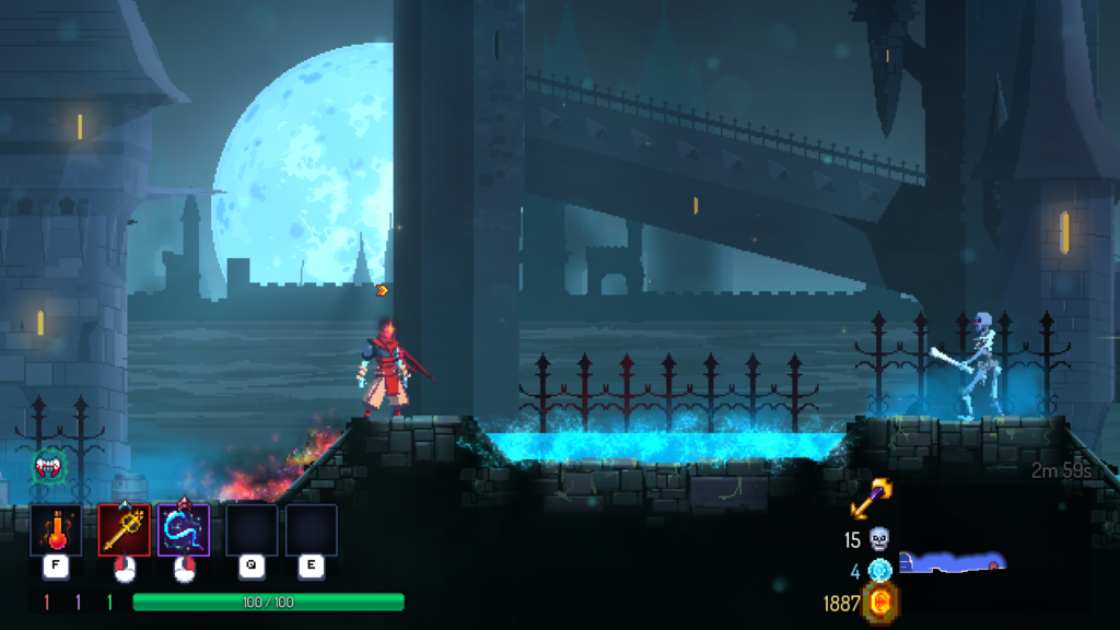 Zelektrizovaná voda zraňující nepřátele v Dead Cells