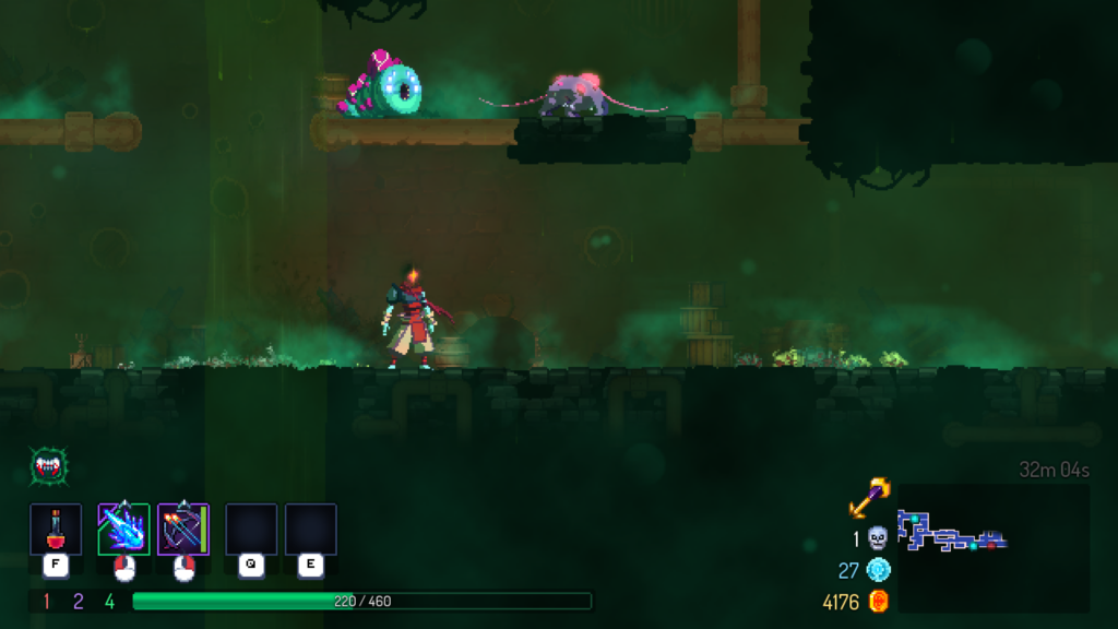 Malá skupina nepřátel nade mnou, krysy a jedovec, Dead Cells