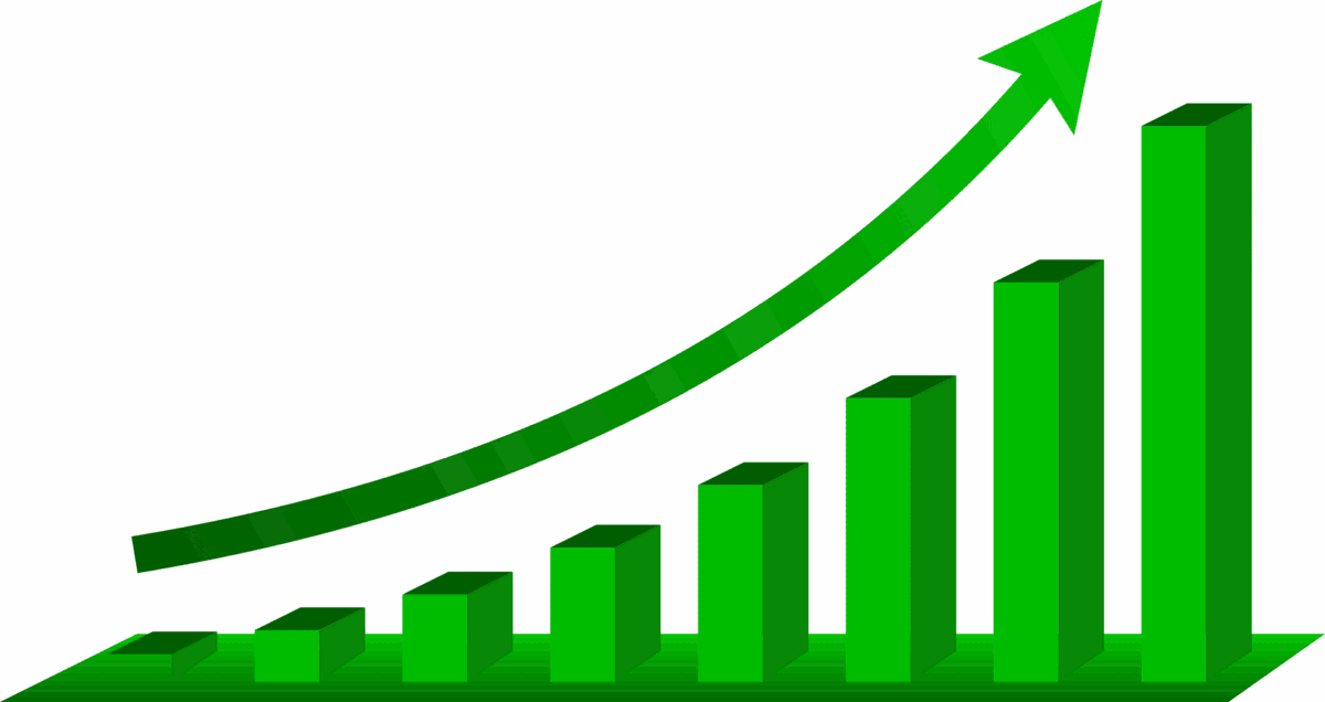 Zelený graf mířící nahoru