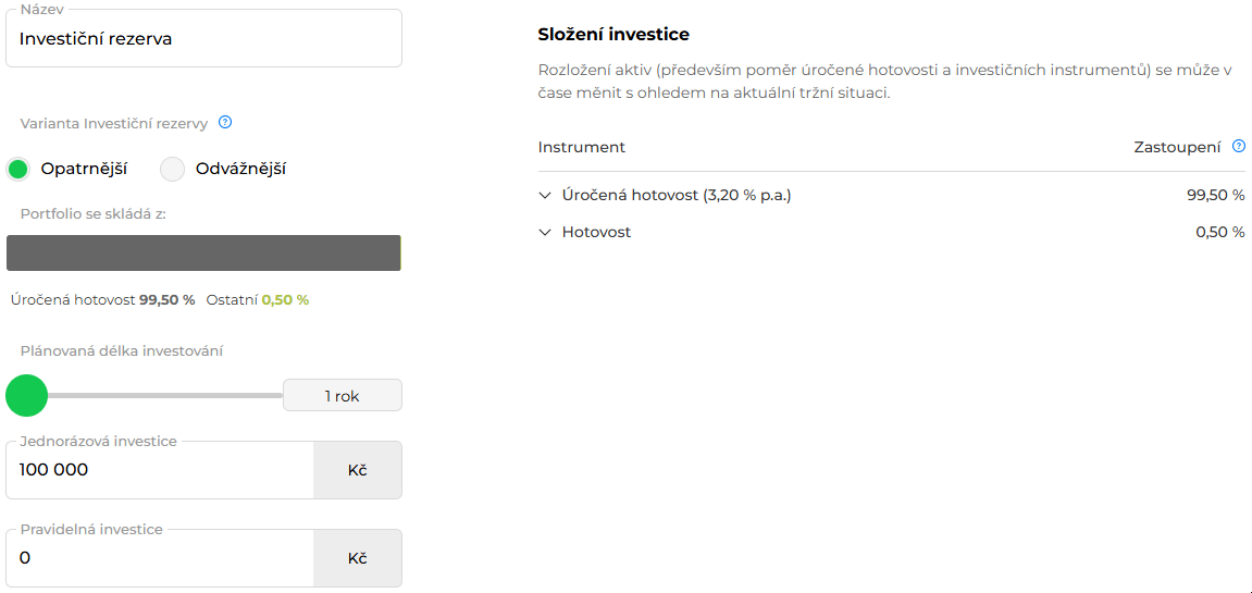 Opatrnější Investiční rezerva Portu