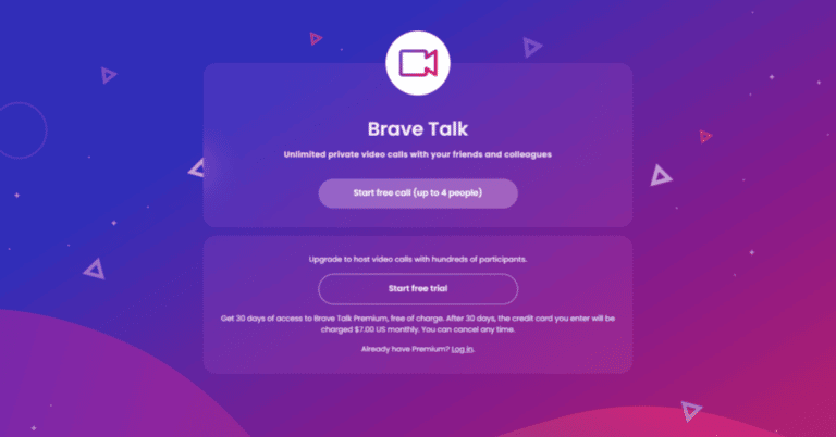 Úvodní obrazovka Brave Talk, 1200x628